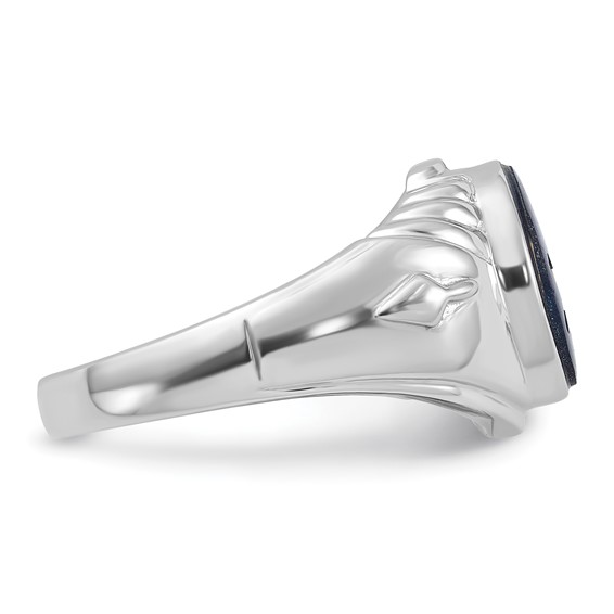 IB Goodman 14k White Gold Mens Polished and Textured with Imitation Blue Spinel Masonic Ring