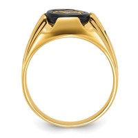 IB Goodman 14K Yellow Gold Mens Polished and Antiqued Grooved Ring with Oval Onyx Masonic view 2