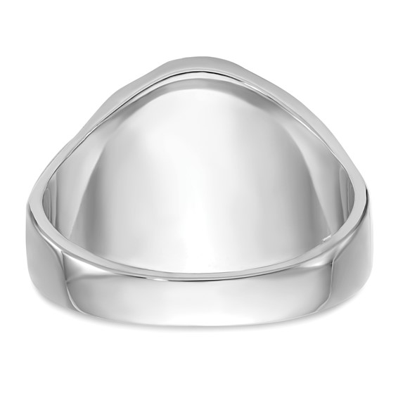 IB Goodman 14k White Gold Mens Polished/Antiqued and Grooved with Imitation Blue Spinel Masonic Ring