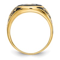 IB Goodman 14K Yellow Gold Mens Polished and Textured Ring with Black Enamel and Oval Onyx Masonic view 2
