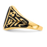 IB Goodman 14K Yellow Gold Mens Polished and Textured Ring with Black Enamel and Oval Onyx Masonic view 3