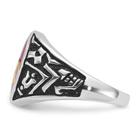 IB Goodman 14K White Gold Mens Polished Antiqued and Textured Ring with Lab Created Ruby Masonic view 3