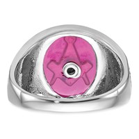 IB Goodman 14K White Gold Mens Polished Antiqued and Textured Ring with Lab Created Ruby Masonic view 5