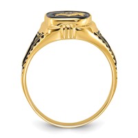 IB Goodman 14K Yellow Gold Mens Polished Antiqued and Textured Ring with Onyx Masonic view 2