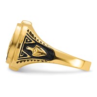 IB Goodman 14K Yellow Gold Mens Polished Antiqued and Textured Ring with Onyx Masonic view 3