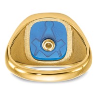 14K White Gold Men's Polished, Antiqued and Textured Ring with Imitation Blue Spinel Masonic view 5