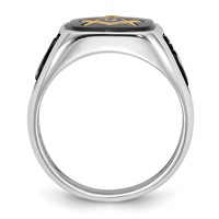 IB Goodman 14K White Gold and Gold-plated Polished and Textured Ring with Black Enamel and Onyx Masonic view 2