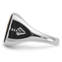 IB Goodman 14K White Gold and Gold-plated Polished and Textured Ring with Black Enamel and Onyx Masonic view 3