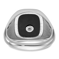 IB Goodman 14K White Gold and Gold-plated Polished and Textured Ring with Black Enamel and Onyx Masonic view 5