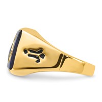 IB Goodman 14K Yellow Gold Mens Polished and Grooved Ring with Black Enamel and Imitation Blue Spinel Masonic view 3