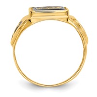 IB Goodman 14K Yellow Gold Mens Polished Antiqued and Textured Onyx Masonic Ring view 2