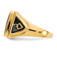 IB Goodman 14K Yellow Gold Mens Polished Antiqued and Textured Onyx Masonic Ring view 3