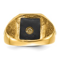 IB Goodman 14K Yellow Gold Mens Polished Antiqued and Textured Onyx Masonic Ring view 5