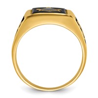 IB Goodman 14K Yellow Gold Mens Polished and Textured Ring with Black Enamel and Onyx Masonic view 2