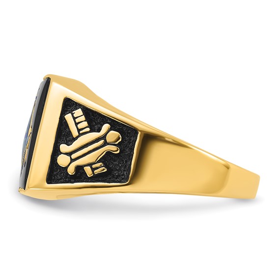 IB Goodman 14k Mens Polished and Textured with Black Enamel and Onyx Masonic Ring