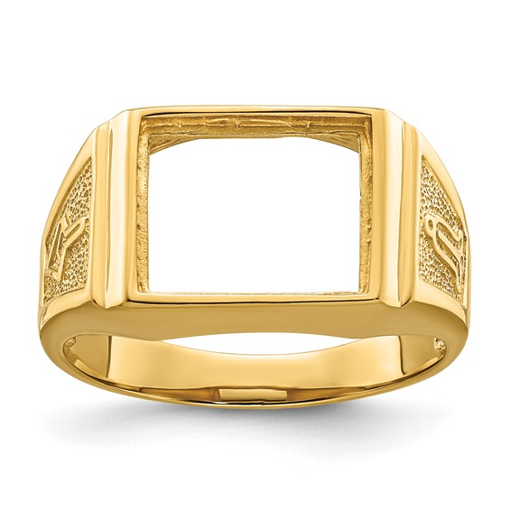 IB Goodman 14k Mens Polished and Textured Masonic Ring Mounting