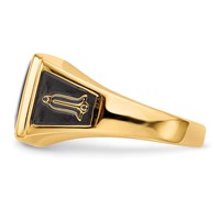 IB Goodman 14K Yellow Gold Mens Polished and Textured Black Enamel and Onyx Masonic Ring view 3
