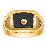 IB Goodman 14K Yellow Gold Mens Polished and Textured Black Enamel and Onyx Masonic Ring view 5