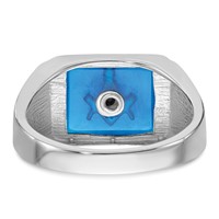IB Goodman 14K White Gold Mens Polished and Textured Black Enamel Imitation Blue Spinel Masonic Ring view 5