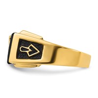 IB Goodman 14K Yellow Gold Mens Polished and Textured Ring with Black Enamel Onyx and AA Quality Diamond Masonic view 4