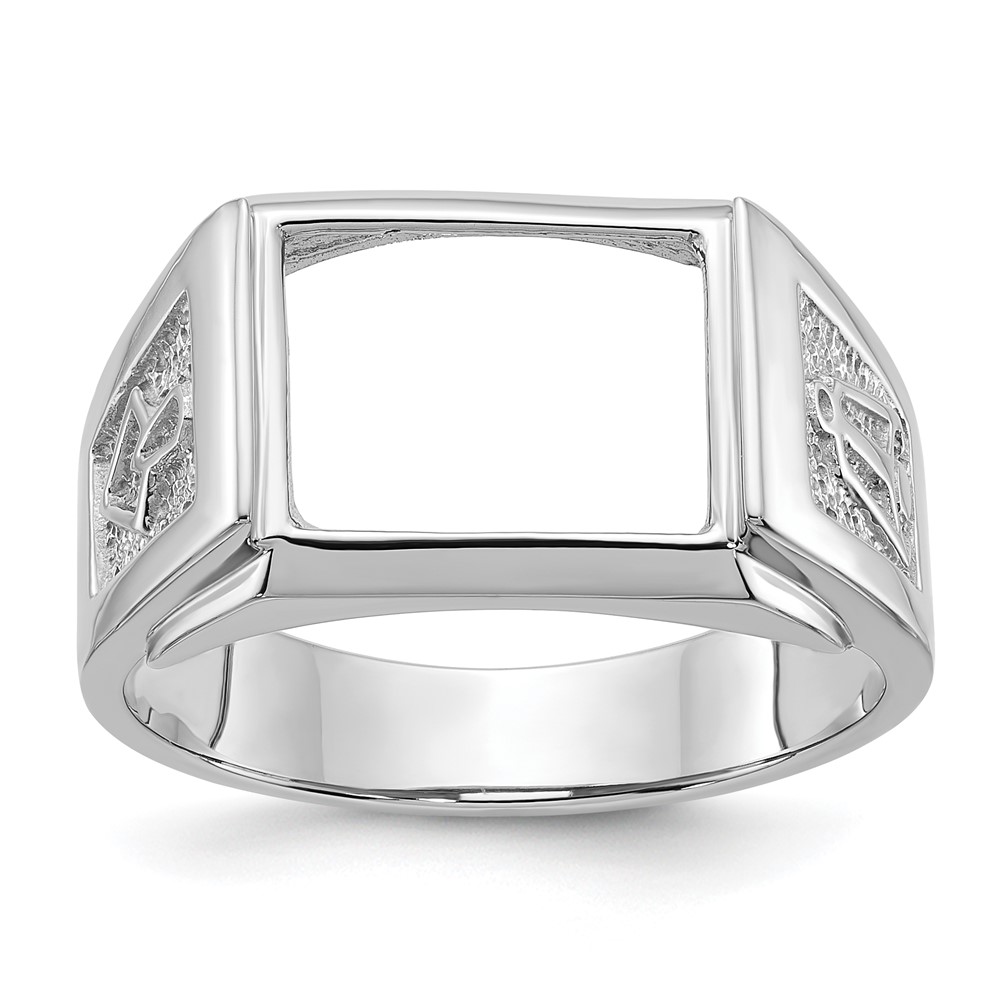 14k White Gold Men’s Polished and Textured Masonic Ring Mounting