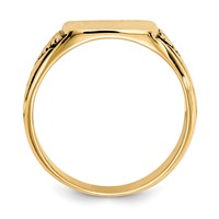 14K Yellow Gold 11.5x 11.0mm Square Closed Back Antiqued Signet Ring view 2