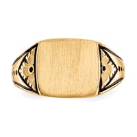 14K Yellow Gold 11.5x 11.0mm Square Closed Back Antiqued Signet Ring view 5