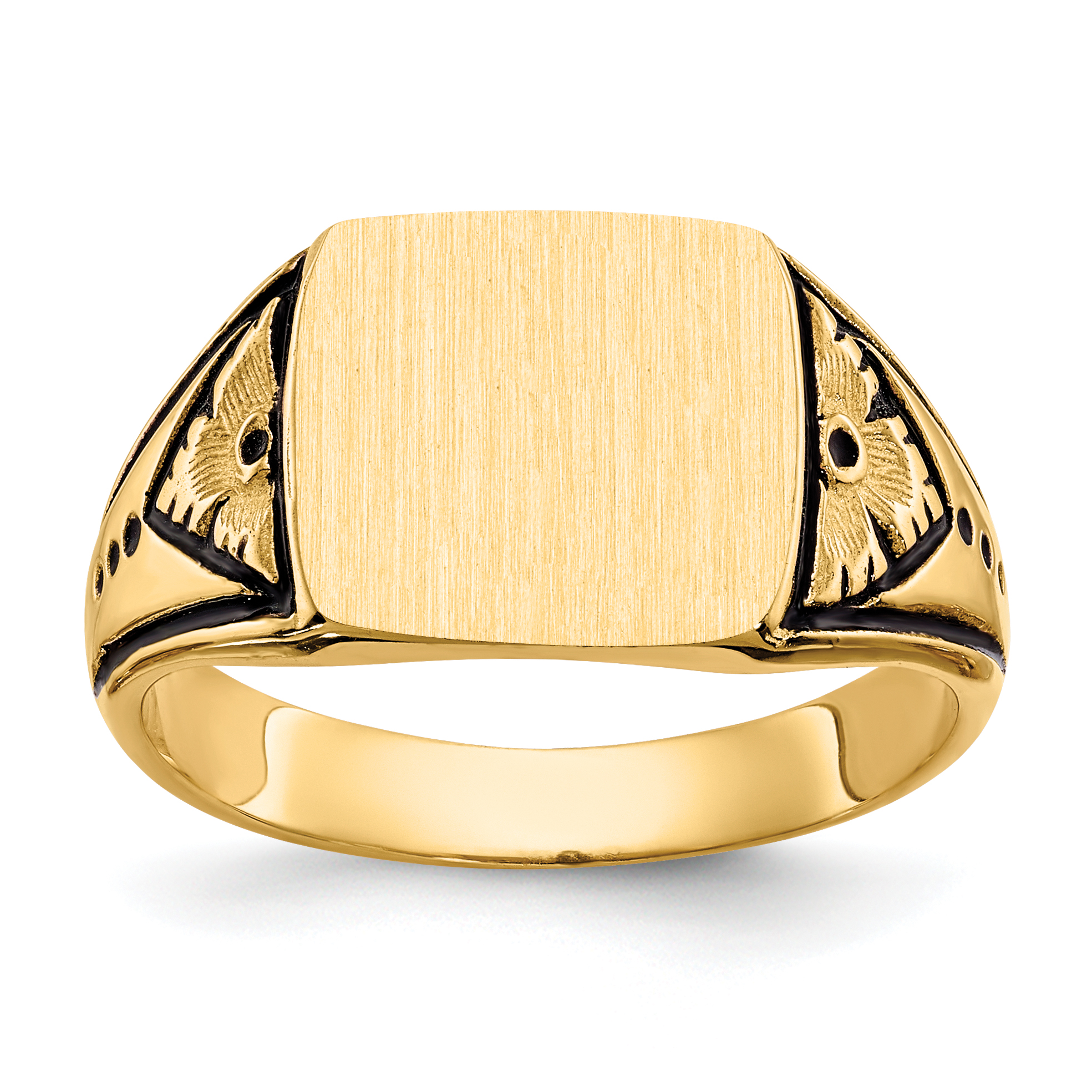14k 11.5x11.0mm Closed Back Antiqued Signet Ring (Y4139)