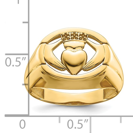 14k .01ct. Diamond and Onyx Mens Claddagh Ring Mounting