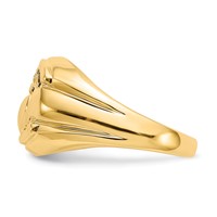 14K Yellow Gold Mens AA Diamond and Onyx Claddagh Ring view 4