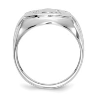 14K White Gold Mens AA Diamond and Onyx Claddagh Ring view 2