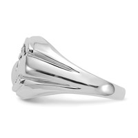 14K White Gold Mens AA Diamond and Onyx Claddagh Ring view 4
