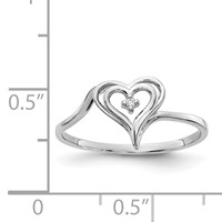 14K White Gold Polished VS Diamond Heart Ring view 3