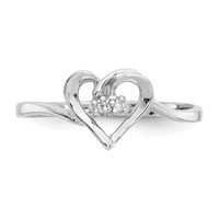 14K White Gold AA Diamond Heart Ring view 4