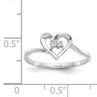 14K White Gold AA Diamond Heart Ring view 5