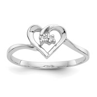 14K White Gold AA Diamond Heart Ring view 1