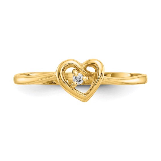 Gold Polished Diamond Heart Rings