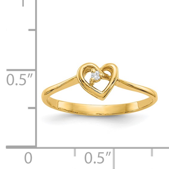 Gold Polished Diamond Heart Rings