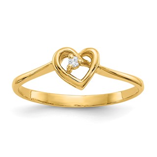 Gold Polished Diamond Heart Rings