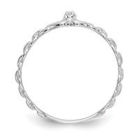 14K White Gold Polished AA Diamond Two Hearts Ring view 2