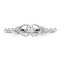 14K White Gold Polished AA Diamond Two Hearts Ring view 4