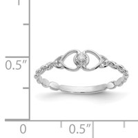14K White Gold Polished AA Diamond Two Hearts Ring view 5