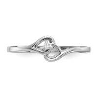 14K White Gold AA Diamond Heart Ring view 4