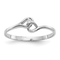 14K White Gold AA Diamond Heart Ring view 1