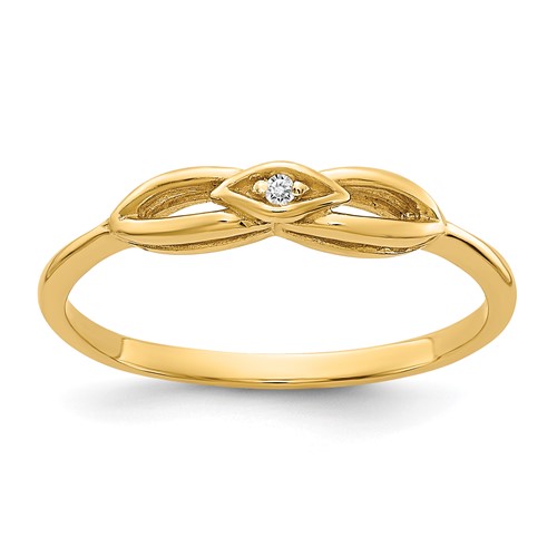 14K Yellow Gold Polished Aaa Diamond Ring