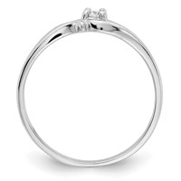 14K White Gold Polished AA Diamond Ring view 2