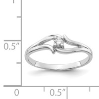 14K White Gold Polished AA Diamond Ring view 3