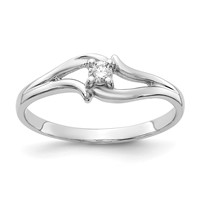 14K White Gold Polished AA Diamond Ring view 1