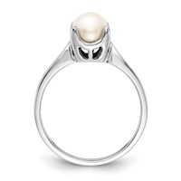 14K White Gold 6mm White Freshwater Cultured Pearl Ring view 2
