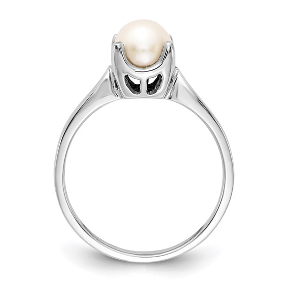 14k White Gold 6mm White Freshwater Cultured Pearl Ring